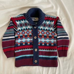 Fair Isle Style 3T Boys button up sweater multi color
